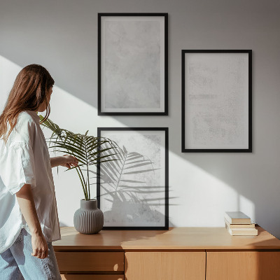 3 paveikslų rinkinys su rėmais Baltos dėmės minimalistinis fonas