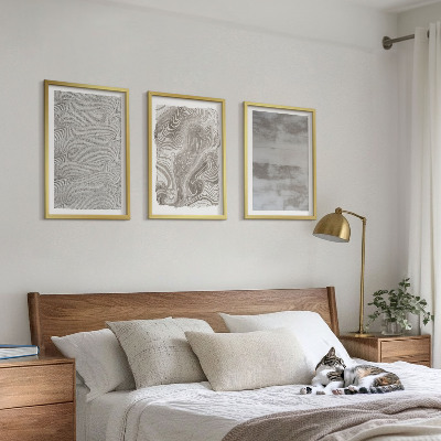 3 paveikslų rinkinys su rėmais Pramoniniai abstraktūs raštai