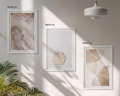 Dizainerio gamtos abstrakcija 3 paveikslų rinkinys su rėmais