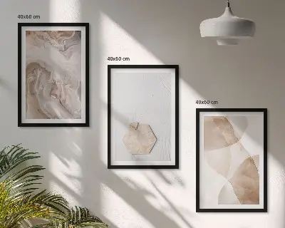 Dizainerio gamtos abstrakcija 3 paveikslų rinkinys su rėmais