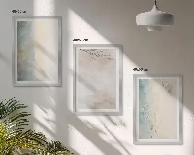 Subtilūs akvareliniai kartonai 3 paveikslų rinkinys su rėmais