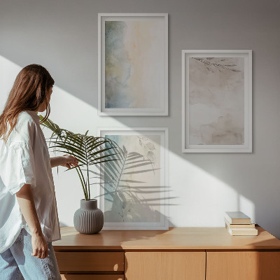 3 paveikslų rinkinys su rėmais Subtilūs akvareliniai kartonai
