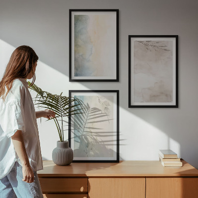 3 paveikslų rinkinys su rėmais Subtilūs akvareliniai kartonai
