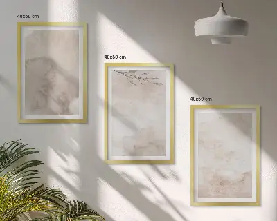 Įrėmintas triptikas išsilieję boho stiliaus akvareliniai dažai