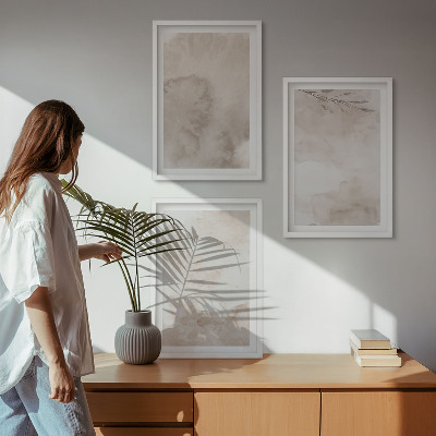 Įrėmintas triptikas Išsilieję boho akvareliniai dažai