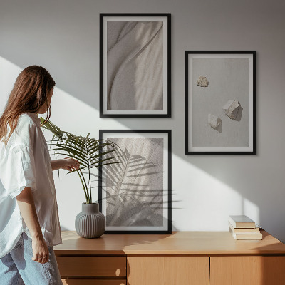 Įrėmintas triptikas Boho stiliaus struktūros stambūs planai