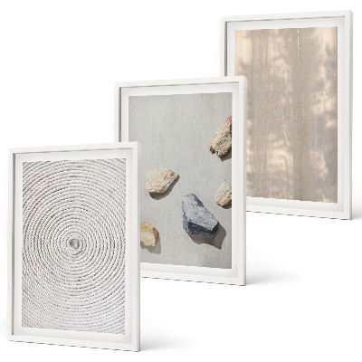 3 paveikslų rinkinys su rėmais Boho natūralių tekstūrų struktūros