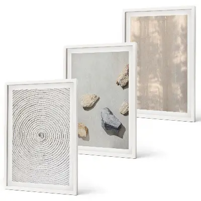 3 paveikslų rinkinys su rėmais boho stiliaus natūralių tekstūrų struktūros