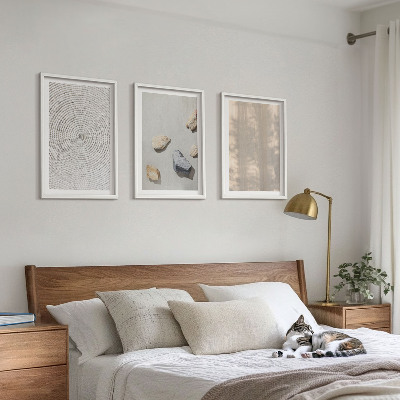 3 paveikslų rinkinys su rėmais Boho natūralių tekstūrų struktūros