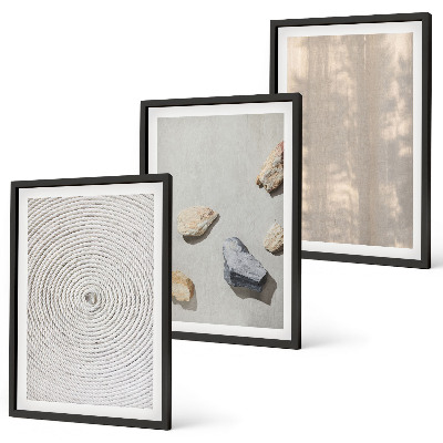 3 paveikslų rinkinys su rėmais Boho natūralių tekstūrų struktūros