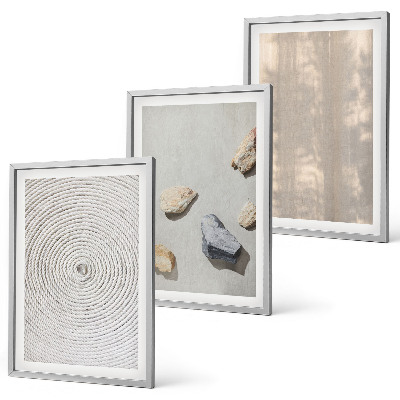 3 paveikslų rinkinys su rėmais Boho natūralių tekstūrų struktūros