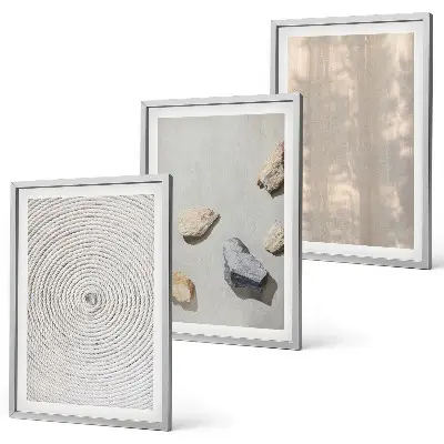 3 paveikslų rinkinys su rėmais boho stiliaus natūralių tekstūrų struktūros