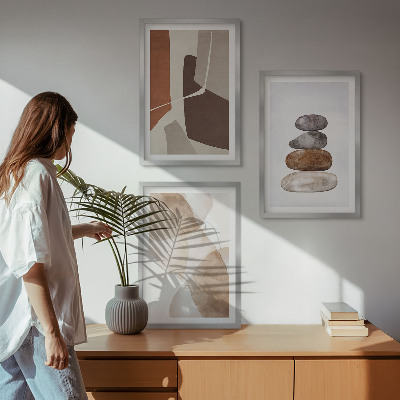 3 paveikslų rinkinys su rėmais Modernus abstraktus paveikslas