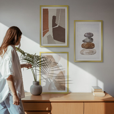 3 paveikslų rinkinys su rėmais Modernus abstraktus paveikslas