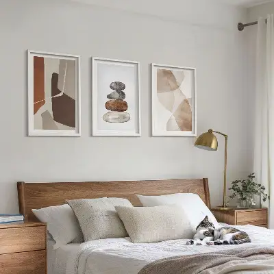 Modernus abstraktus paveikslas 3 paveikslų rinkinys su rėmais