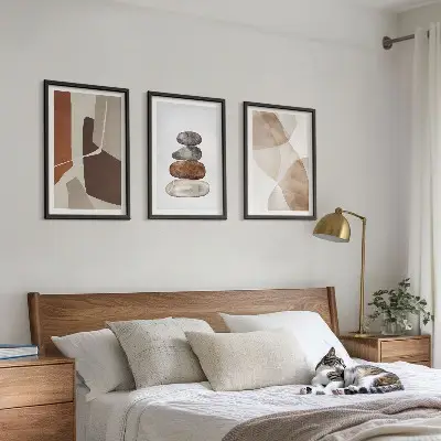 Modernus abstraktus paveikslas 3 paveikslų rinkinys su rėmais