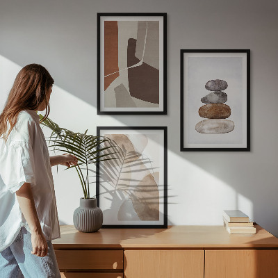 3 paveikslų rinkinys su rėmais Modernus abstraktus paveikslas