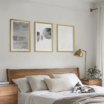 Abstrakčios modernios struktūros 3 paveikslų rinkinys su rėmais