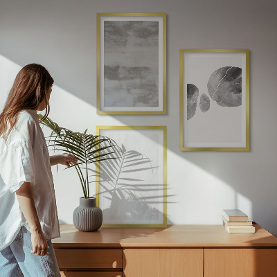 3 paveikslų rinkinys su rėmais Abstrakčios modernios struktūros