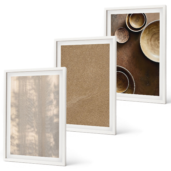 3 paveikslų rinkinys su rėmais Minimalistinės tekstūros struktūros