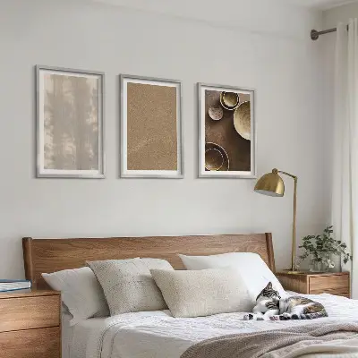 Minimalistinės tekstūros paveikslų rinkinys 3 dalių komplektas su rėmais