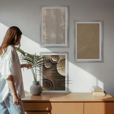 Minimalistinės tekstūros paveikslų rinkinys 3 dalių komplektas su rėmais