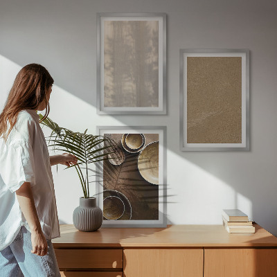 3 paveikslų rinkinys su rėmais Minimalistinės tekstūros struktūros