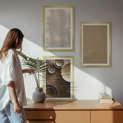 Minimalistinės tekstūros paveikslų rinkinys 3 dalių komplektas su rėmais
