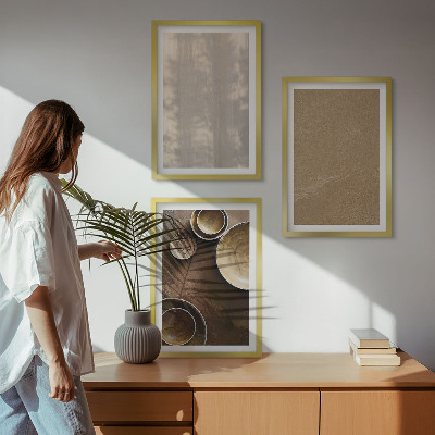 3 paveikslų rinkinys su rėmais Minimalistinės tekstūros struktūros
