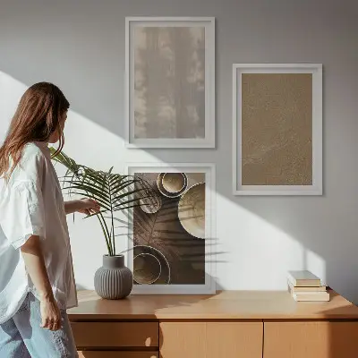 Minimalistinės tekstūros paveikslų rinkinys 3 dalių komplektas su rėmais