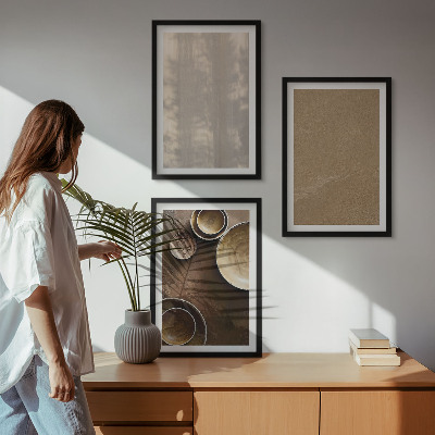 3 paveikslų rinkinys su rėmais Minimalistinės tekstūros struktūros