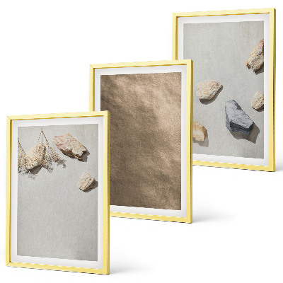 3 paveikslų rinkinys su rėmais Akmenų paplūdimio natūralios struktūros