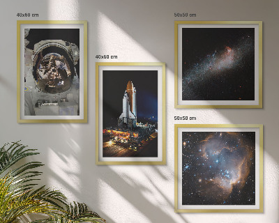4 paveikslų rinkinys su rėmais Astronautai nusileidžia Mėnulyje