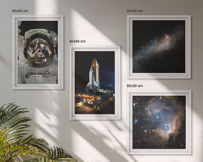 4 paveikslų rinkinys su rėmais Astronautai nusileidžia Mėnulyje