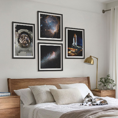 4 paveikslų rinkinys su rėmais Astronautai nusileidžia Mėnulyje