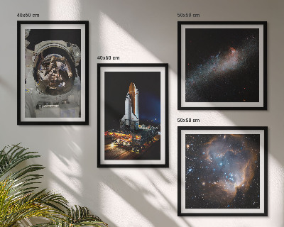 4 paveikslų rinkinys su rėmais Astronautai nusileidžia Mėnulyje