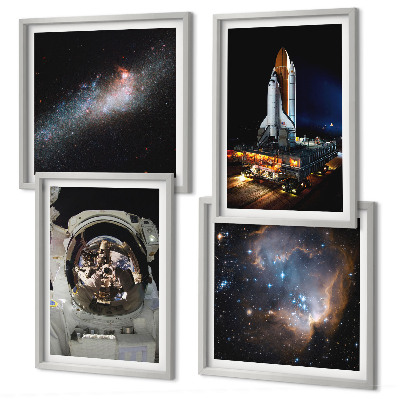 4 paveikslų rinkinys su rėmais Astronautai nusileidžia Mėnulyje