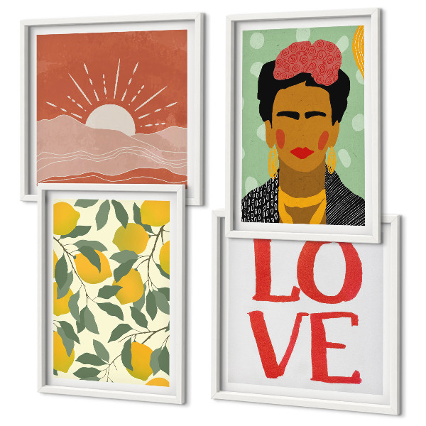 Paveikslų kompozicija ant sienos Citrinų užrašas meilės peizažas Frida