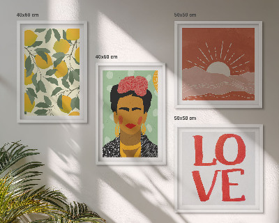 Paveikslų kompozicija ant sienos Citrinų užrašas meilės peizažas Frida