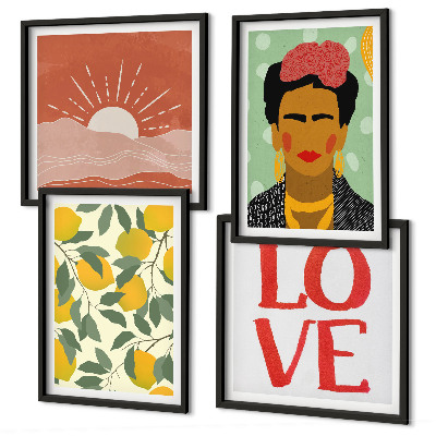 Paveikslų kompozicija ant sienos Citrinų užrašas meilės peizažas Frida