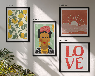 Paveikslų kompozicija ant sienos Citrinų užrašas meilės peizažas Frida