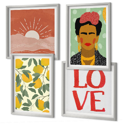 Paveikslų kompozicija ant sienos Citrinų užrašas meilės peizažas Frida