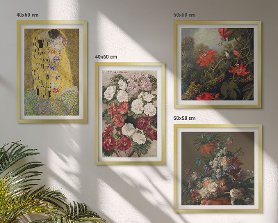 4 paveikslų rinkinys su rėmais Klimto paveikslo „Medžio gėlės“