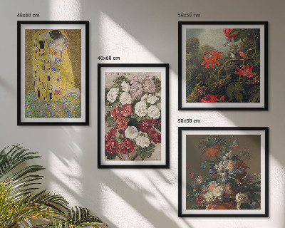 4 paveikslų rinkinys su rėmais Klimto paveikslo „Medžio gėlės“