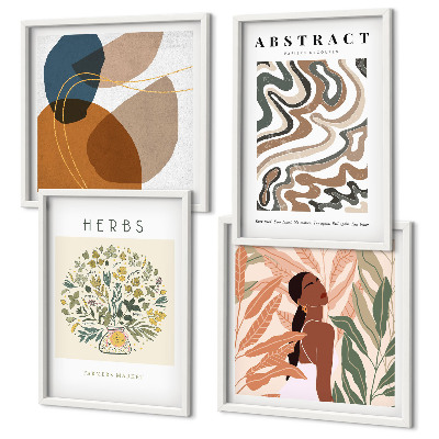 Daugiadalis paveikslas su rėmu Boho estetikos pasteliniai plakatai