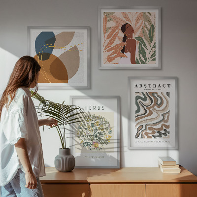 Daugiadalis paveikslas su rėmu Boho estetikos pasteliniai plakatai