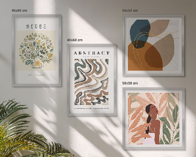 Daugiadalis paveikslas su rėmu Boho estetikos pasteliniai plakatai