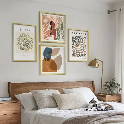 Daugiadalis paveikslas su rėmu boho estetikos pastelinių plakatų rinkinys