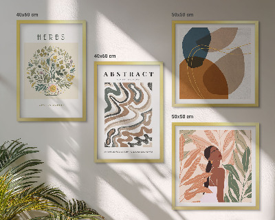 Daugiadalis paveikslas su rėmu Boho estetikos pasteliniai plakatai