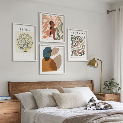 Daugiadalis paveikslas su rėmu Boho estetikos pasteliniai plakatai